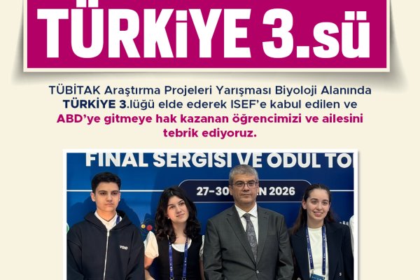 TÜBİTAK BİYOLOJİ ALANINDA TÜRKİYE 3.LÜĞÜ